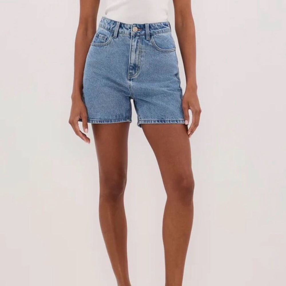 NWT DISSH Finn Medium Blue High-Rise Denim Shorts